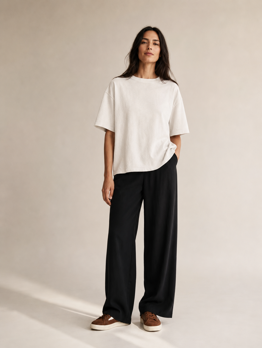 Women's Cotton-Linen Wide-Leg High-Waist Trousers