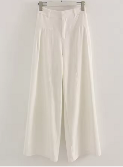 Women's Cotton-Linen Wide-Leg High-Waist Trousers